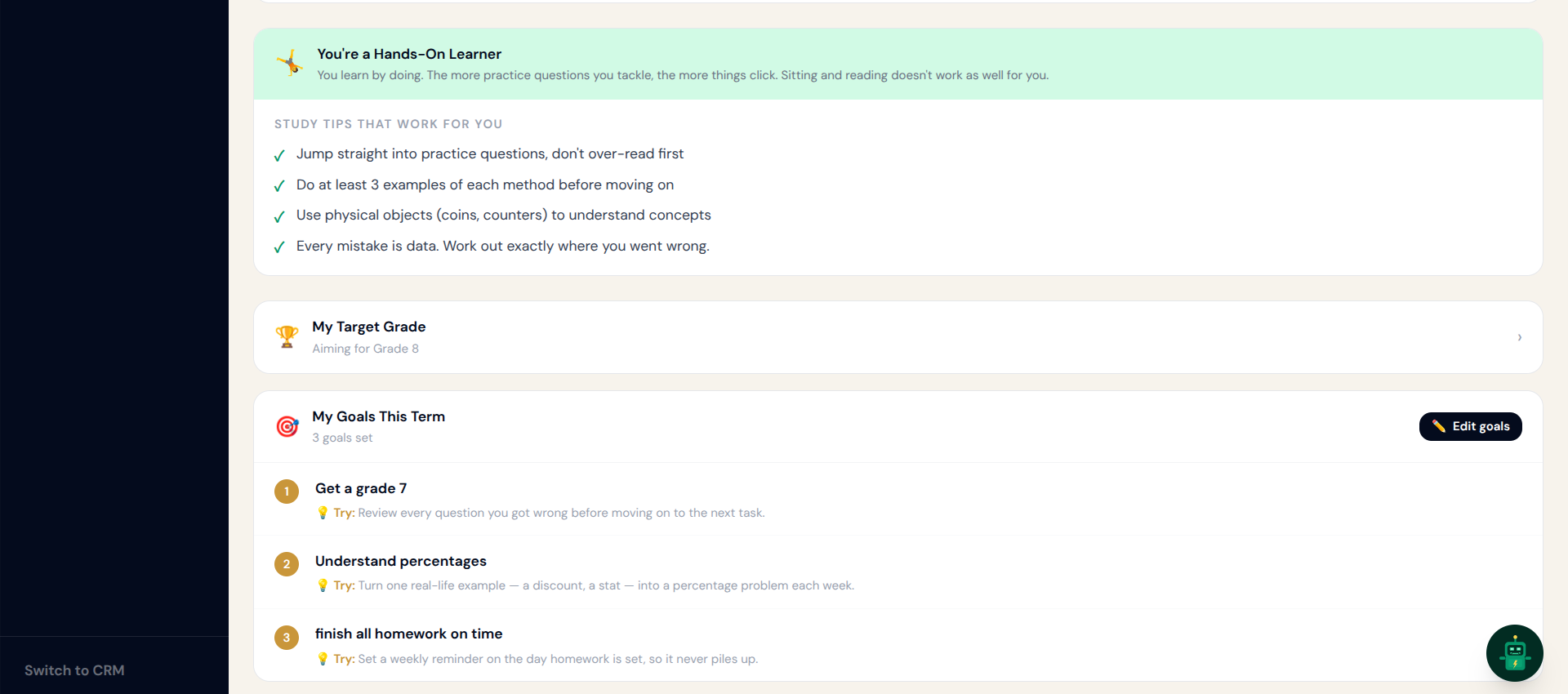 Get matched with a learning coach, real screenshot from the TCEC learning portal